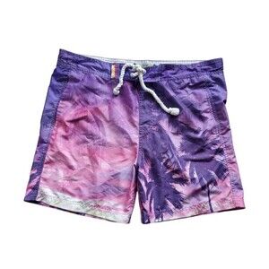 Tokyo Laundry Swim Shorts Men Medium Unlined Hawaiian Tropical Beach Surf Purple